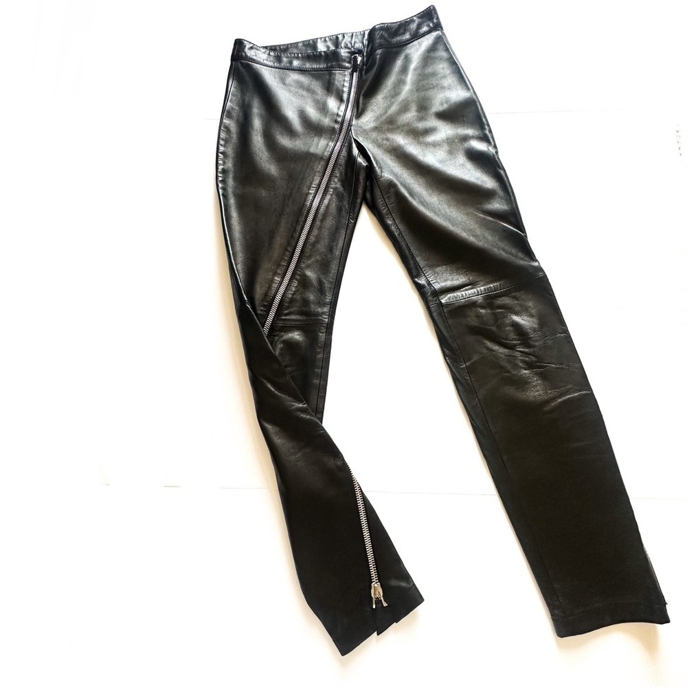 Alexander McQueen Black Leather Full Zipper Runway Trousers 2008 42/M - Picture 2 of 16
